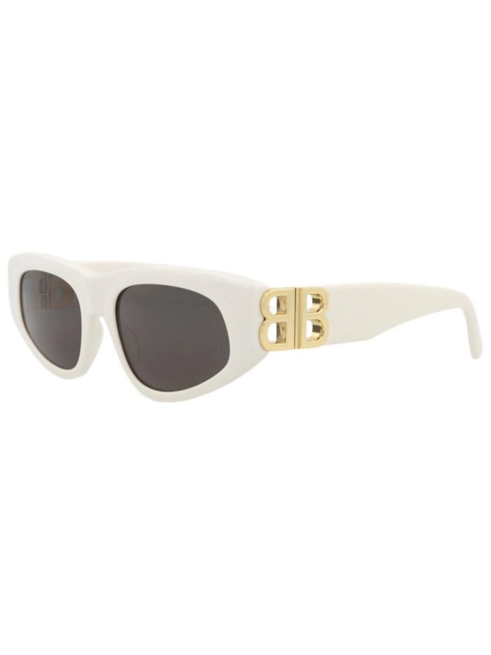 New Balenciaga Women's Sunglasses Cat Eye Recycled Acetate Frame White Gold Grey